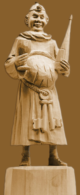 M&ouml;nch mit Weinglas und Flasche 30cm hoch