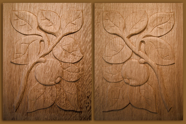 Geschnitzte T&uuml;rf&uuml;llung mit Apfelmotiv 20cm hoch