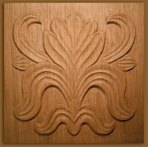 Geschnitzte T&uuml;rf&uuml;llung mit floralem Motiv 20cm hoch